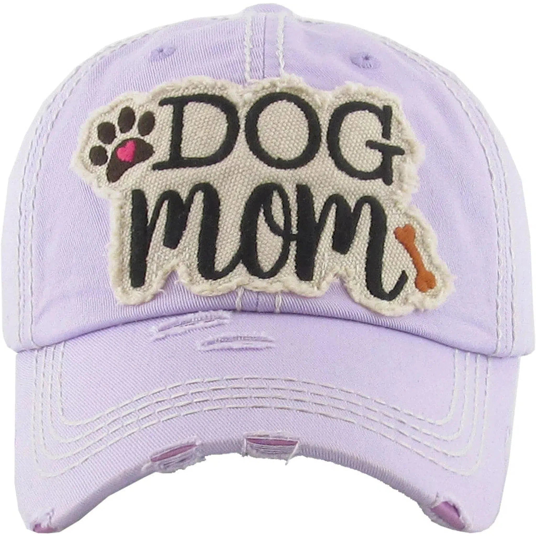 Dog Mom Vintage Distressed Adjustable Purple Women's Baseball Hat