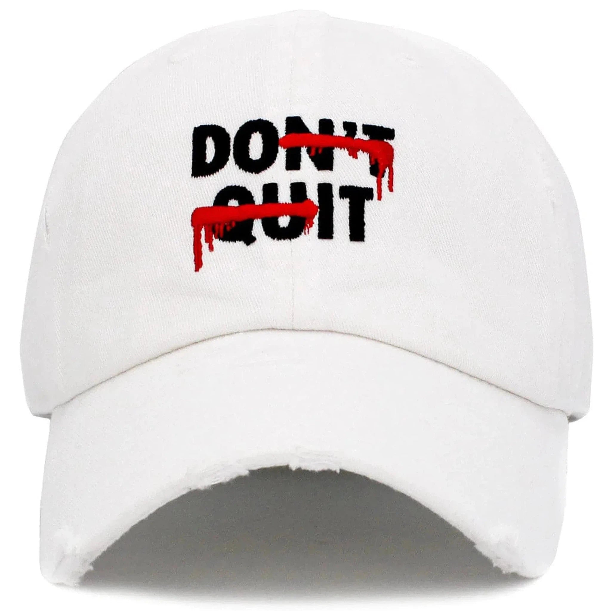 Don't Quit / Do It Vintage Adjustable White Distressed Hat