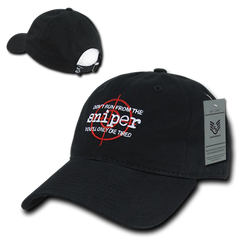 "Don't Run From The Sniper, You'll Only Die Tired" Men's Military Adjustable Hat by Rapid Dominance