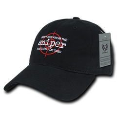 "Don't Run From The Sniper, You'll Only Die Tired" Men's Military Adjustable Hat by Rapid Dominance