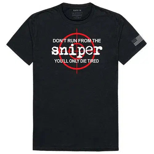 Don't Run From the Sniper Tactical Military Graphic Black Men's T-Shirt