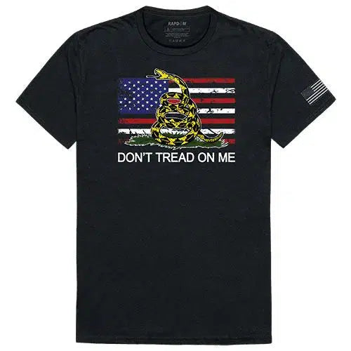 Don't Tread on Me 1776 Gadsden Stars & Stripes Flag Graphic Black Men's T-Shirt