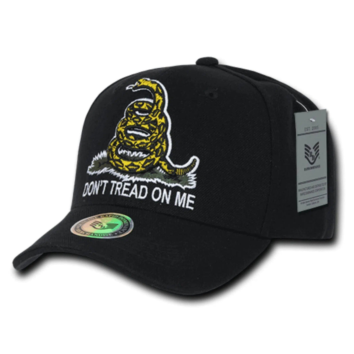 Don't Tread on Me Gadsden Flag Adjustable Black Hat Snapback Cap