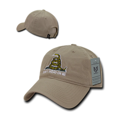 Don't Tread on Me Gadsden Flag Adjustable Khaki Tan Hat Snapback Cap