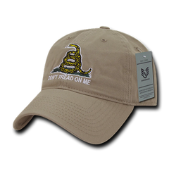 Don't Tread on Me Gadsden Flag Adjustable Khaki Tan Hat Snapback Cap