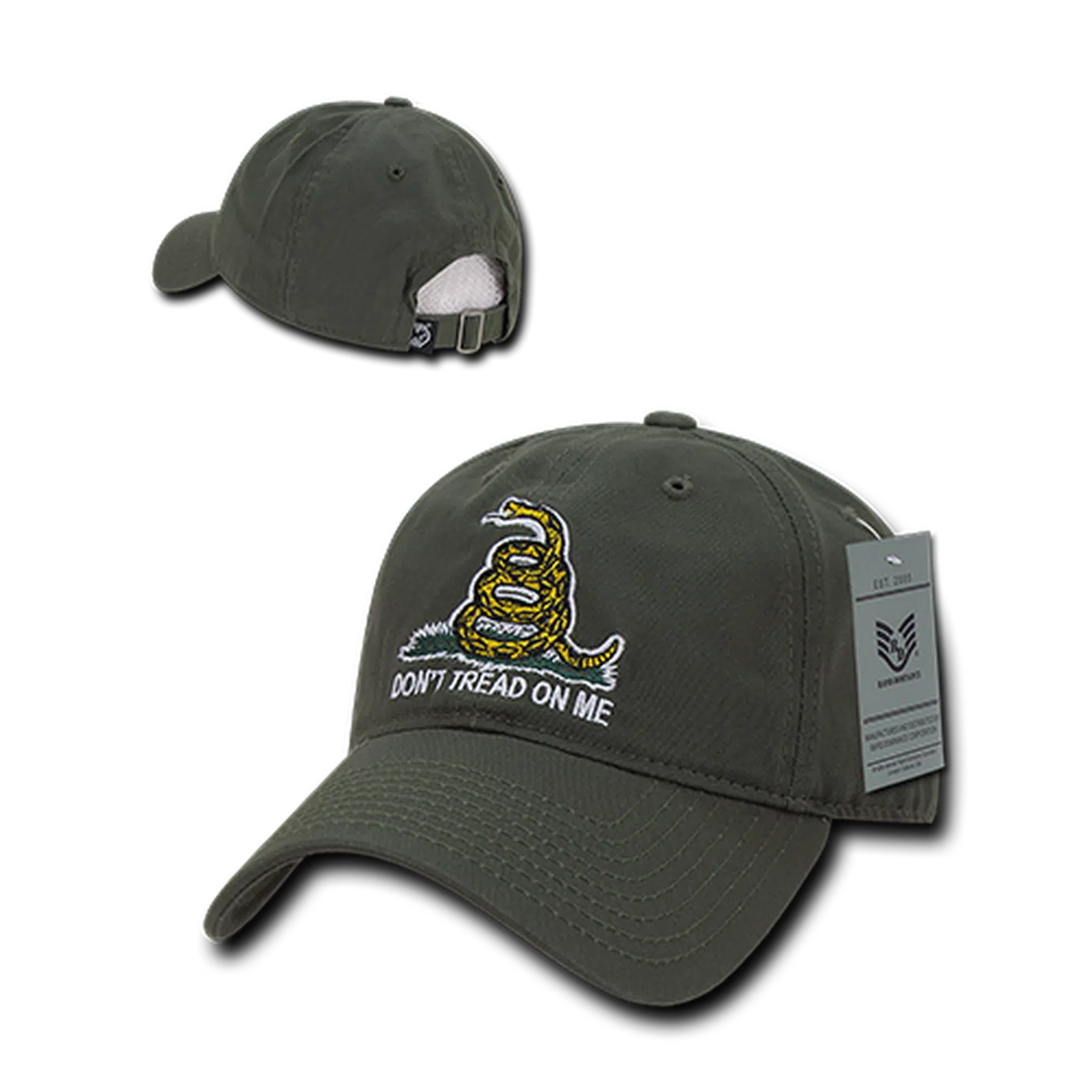 Don't Tread on Me Gadsden Flag Adjustable Olive Drab Hat Snapback Cap