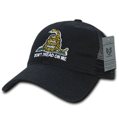 Don't Tread on Me Gadsden Flag Black Relaxed Fit Trucker Hat Meshback Cap