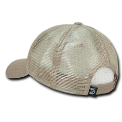 Don't Tread on Me Gadsden Flag Khaki Tan Relaxed Fit Trucker Hat Mesh Back Cap