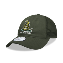 Don't Tread on Me Gadsden Flag Olive Drab Relaxed Fit Trucker Hat Mesh Back Cap