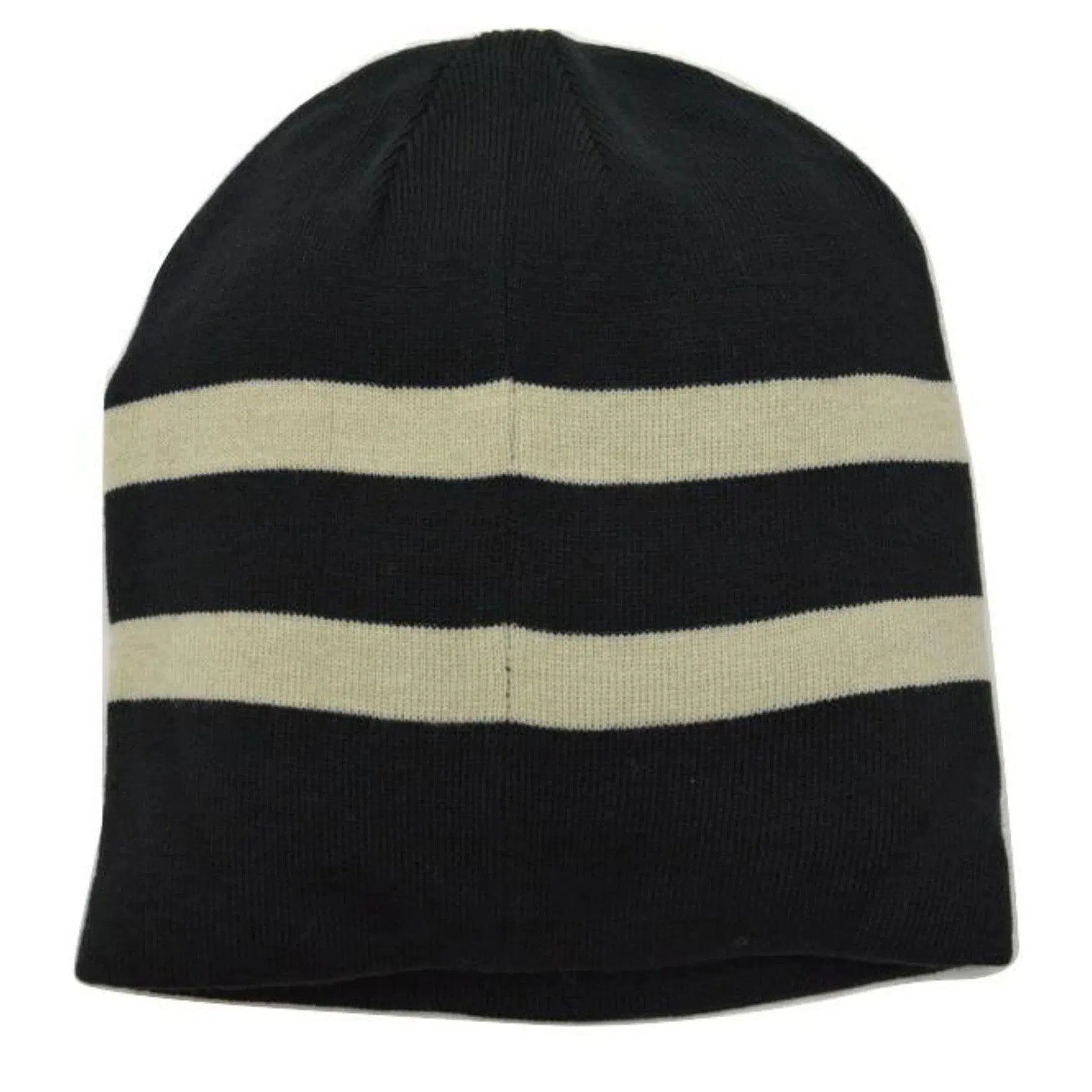 Easton Retro Logo Black & Tan Striped Knit Hockey Beanie Winter Hat