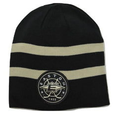 Easton Retro Logo Black & Tan Striped Knit Hockey Beanie Winter Hat