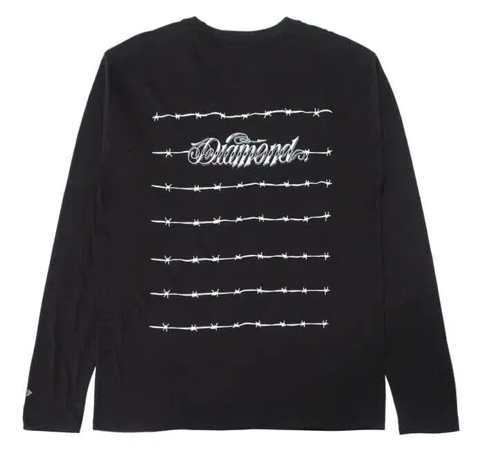 "Edgy Elegance: Diamond Supply Co. Barbed Wire Graphic Long Sleeve Black T-Shirt"