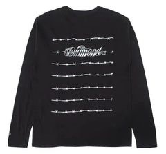 "Edgy Elegance: Diamond Supply Co. Barbed Wire Graphic Long Sleeve Black T-Shirt"