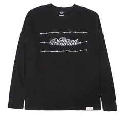 "Edgy Elegance: Diamond Supply Co. Barbed Wire Graphic Long Sleeve Black T-Shirt"