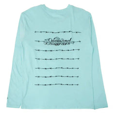 "Edgy Elegance: Diamond Supply Co. Barbed Wire Graphic Long Sleeve Seafoam Green T-Shirt"