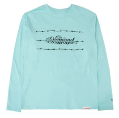 "Edgy Elegance: Diamond Supply Co. Barbed Wire Graphic Long Sleeve Seafoam Green T-Shirt"