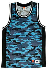 Elbow Grease Ocean Blue Camouflage Jersey Knit Fabric Tank Top For Men