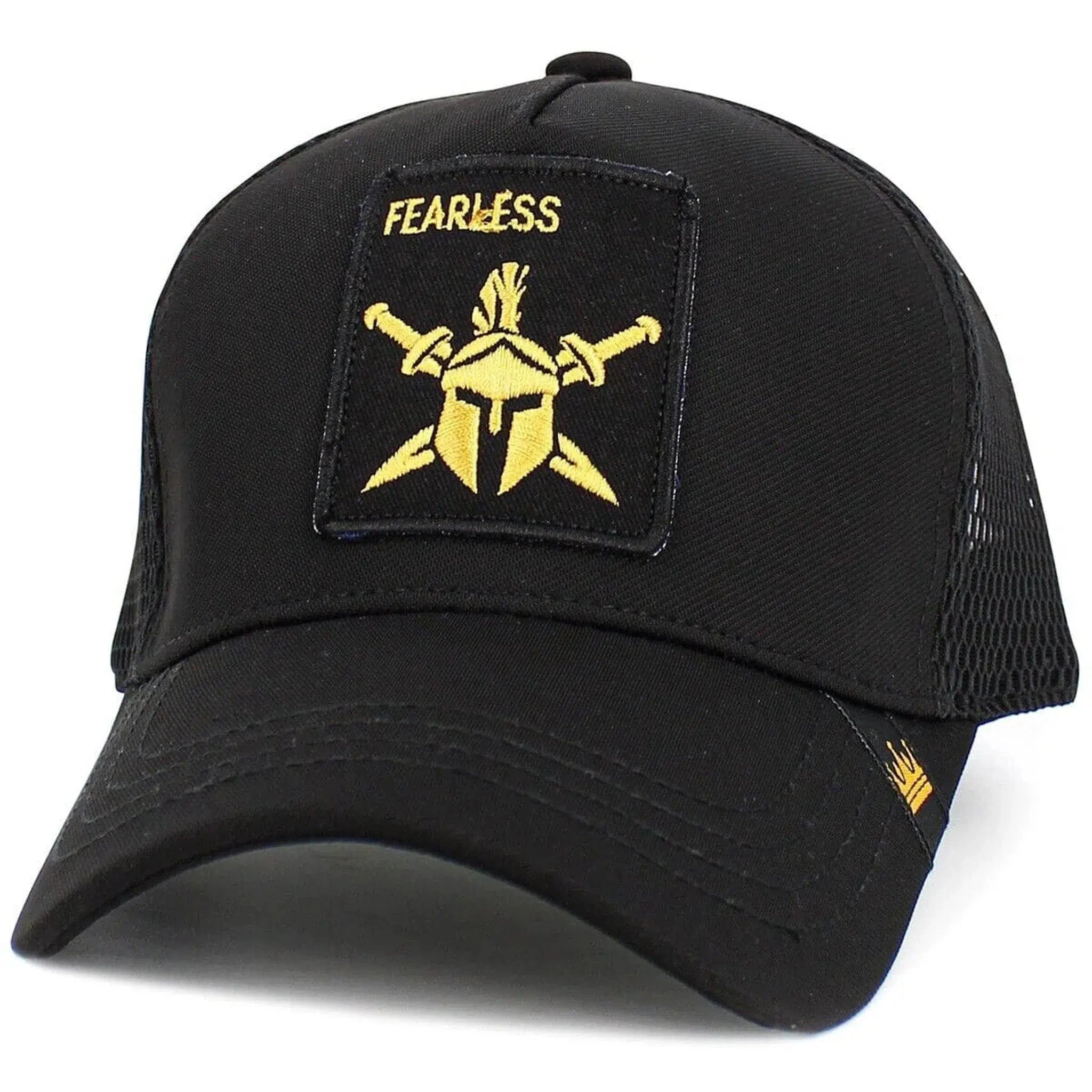 Fearless Spartan Helmet Molon Labe Black Trucker Style Hat by KB Ethos