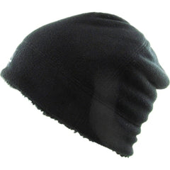 Fleece Fur Lined Sherpa Skull Cap Black Knit Winter Hat Beanie