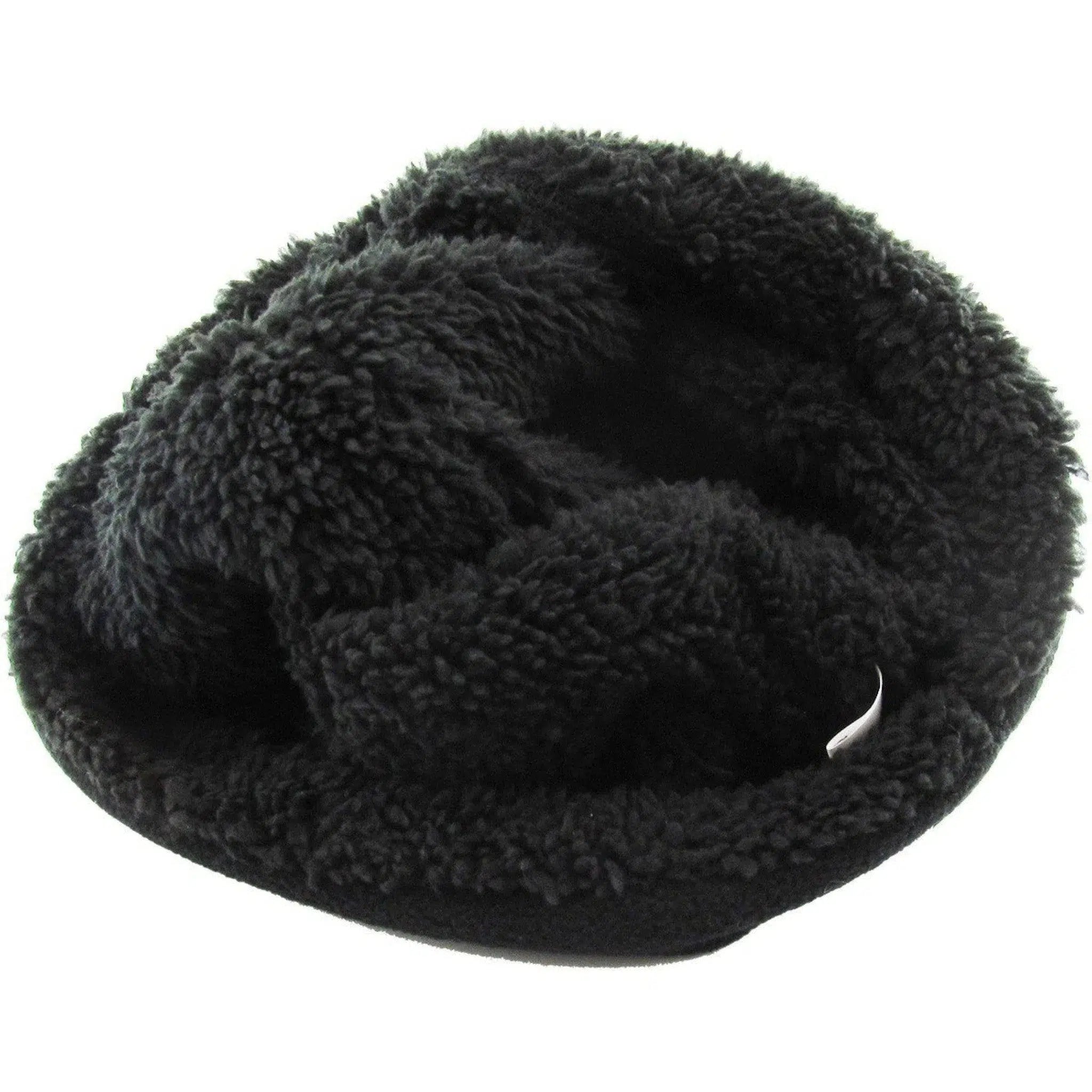 Fleece Fur Lined Sherpa Skull Cap Black Knit Winter Hat Beanie