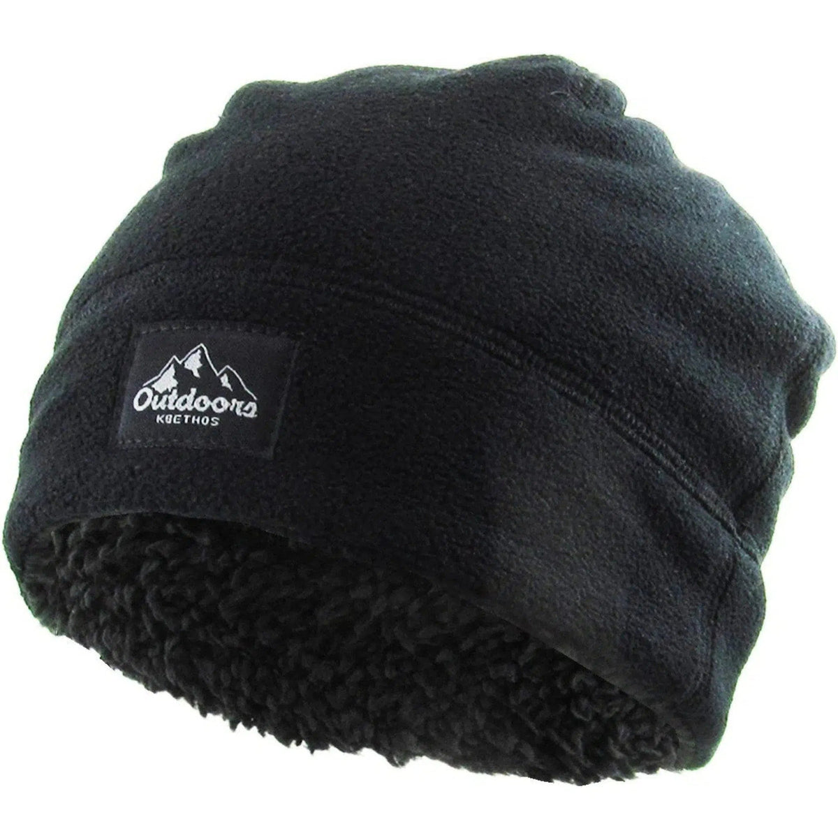 Fleece Fur Lined Sherpa Skull Cap Black Knit Winter Hat Beanie