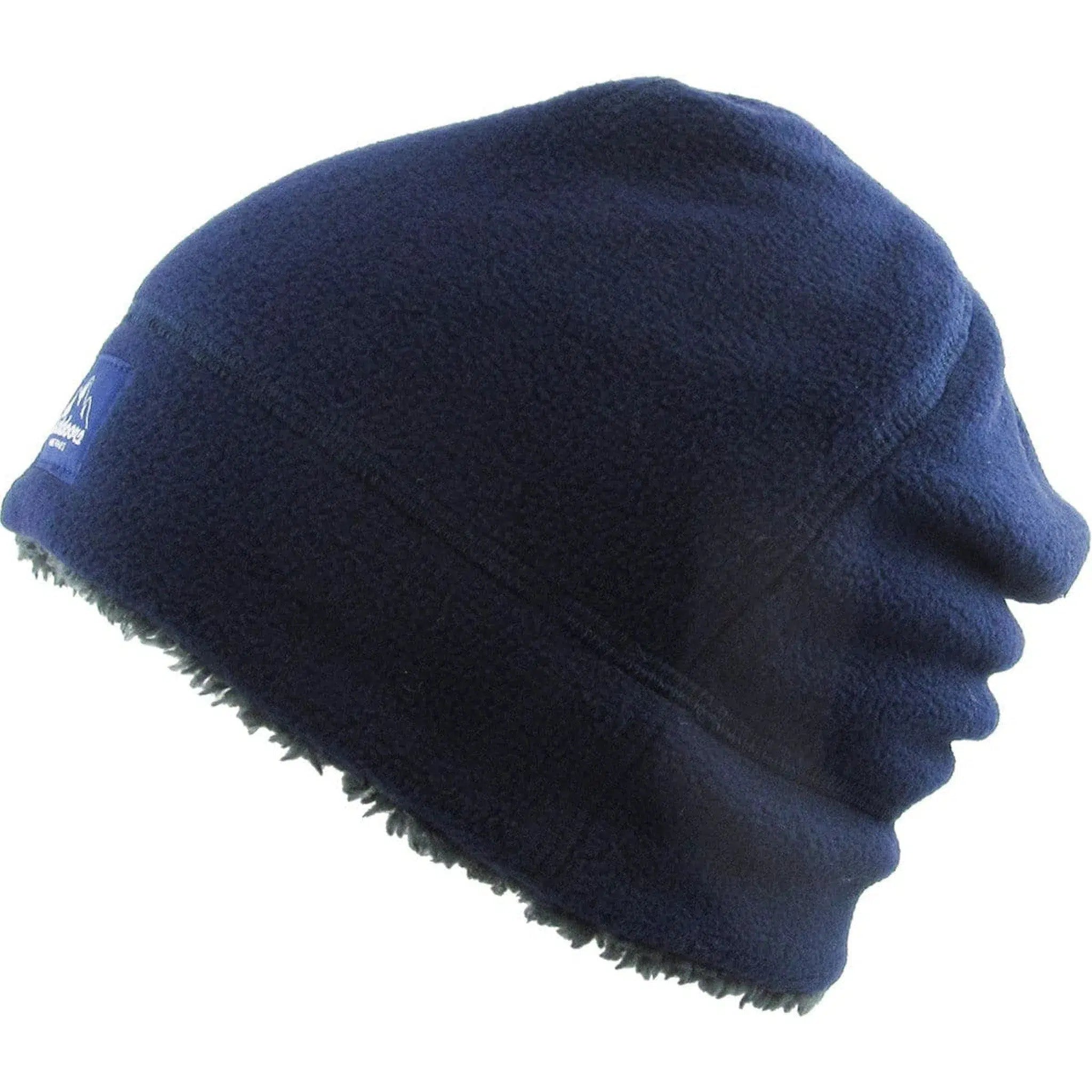 Fleece Fur Lined Sherpa Skull Cap Blue Knit Winter Hat Beanie