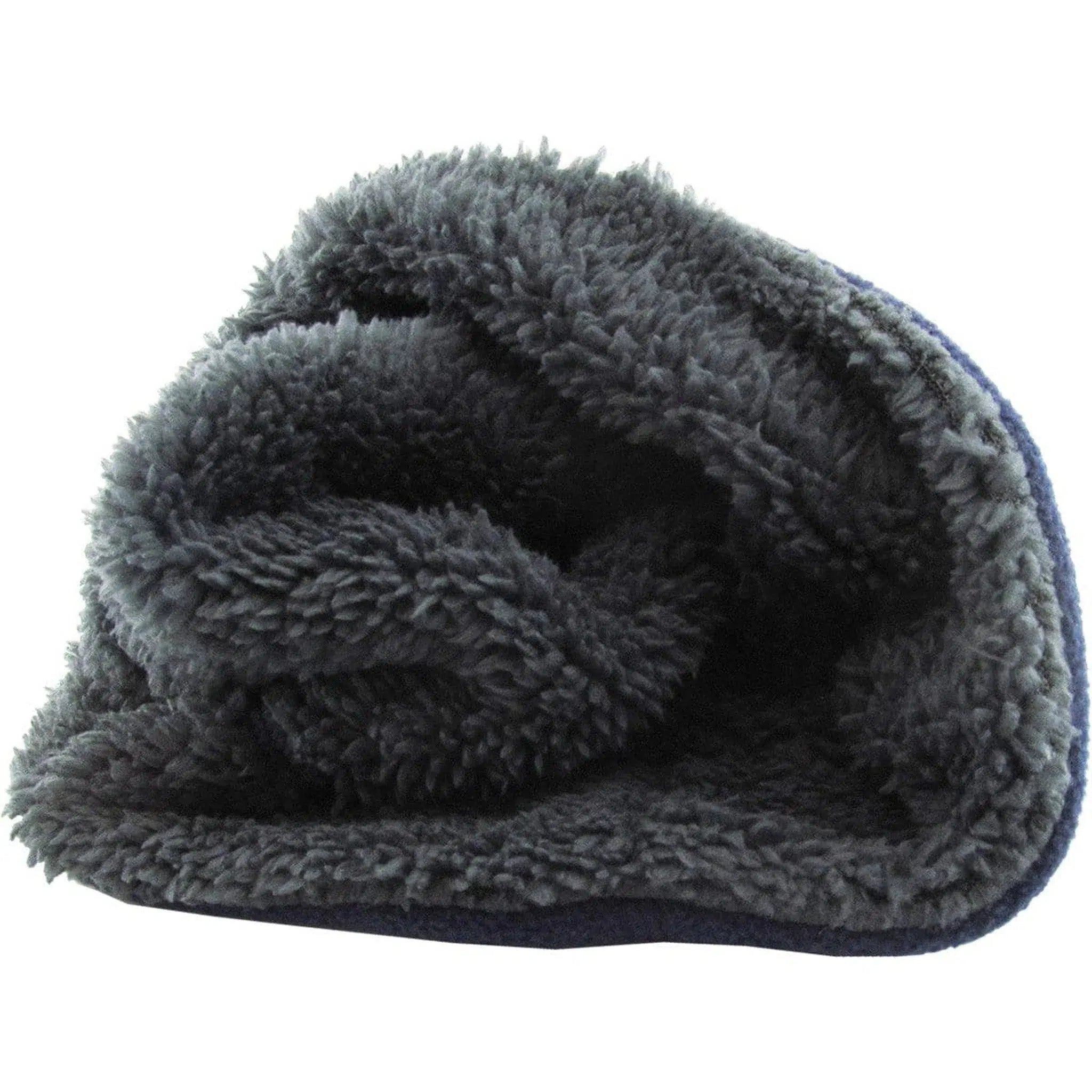 Fleece Fur Lined Sherpa Skull Cap Blue Knit Winter Hat Beanie