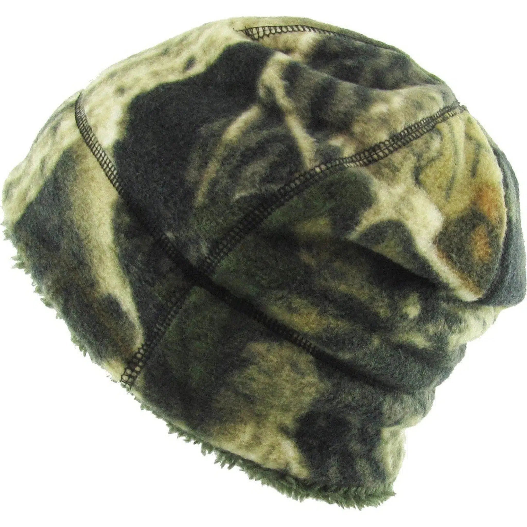 Fleece Fur Lined Sherpa Skull Cap Camo Knit Winter Hat Camouflage Beanie