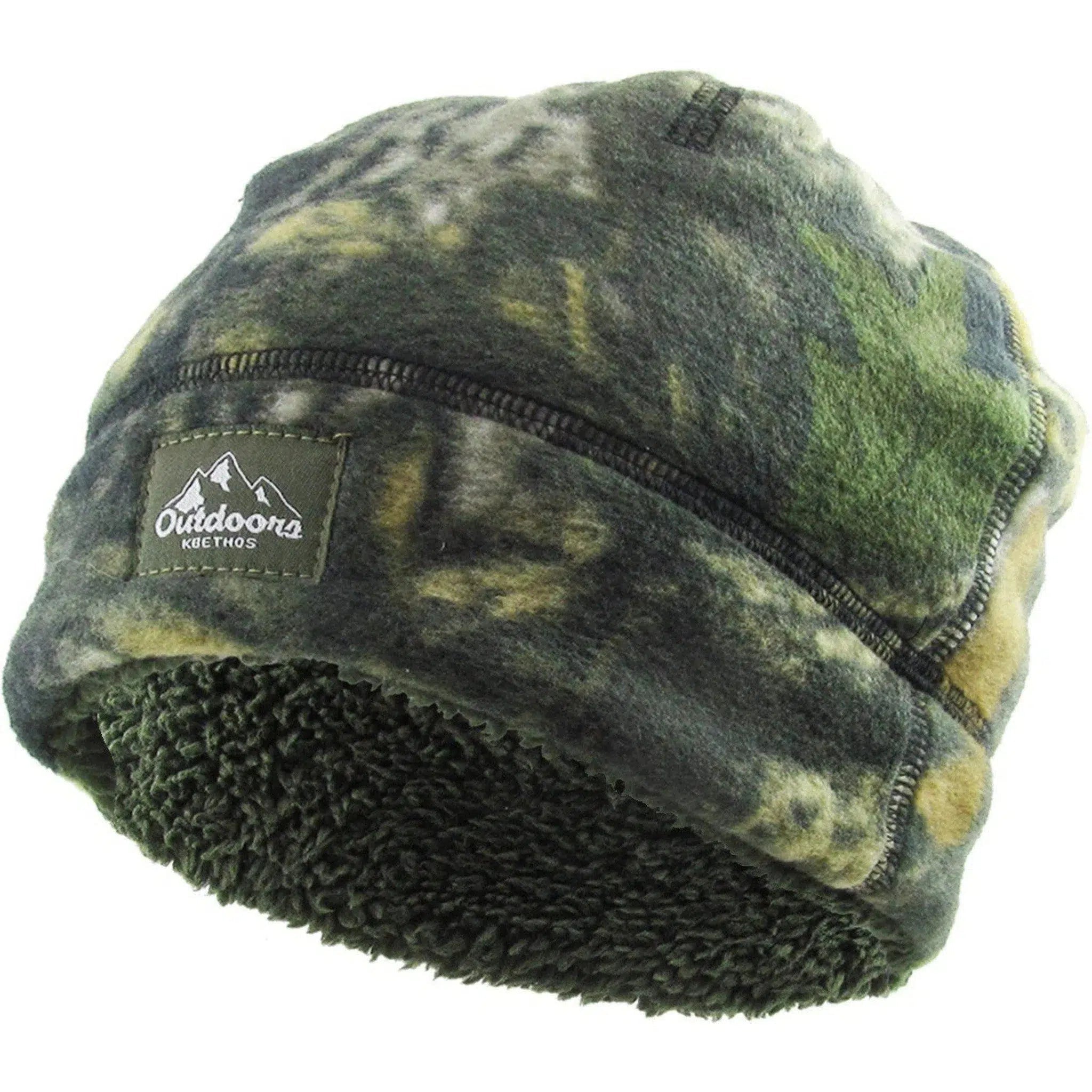 Fleece Fur Lined Sherpa Skull Cap Camo Knit Winter Hat Camouflage Beanie