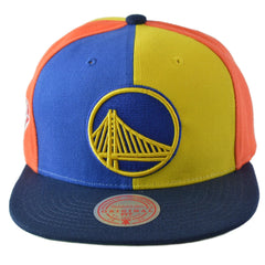 Golden State Warriors NBA Team Era Pinwheel Men's Snapback Cap, Flat Bill Hat by Mitchell & Ness