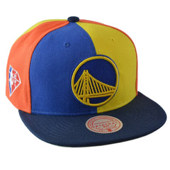 Golden State Warriors NBA Team Era Pinwheel Men's Snapback Cap, Flat Bill Hat by Mitchell & Ness