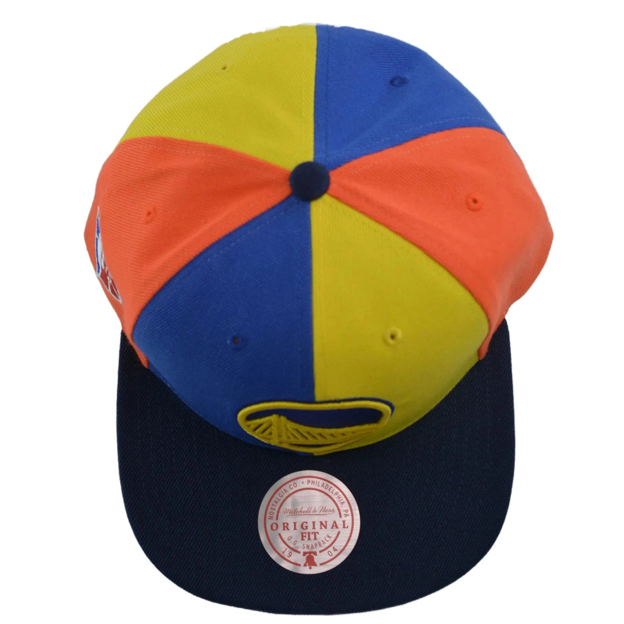 Golden State Warriors NBA Team Era Pinwheel Men's Snapback Cap, Flat Bill Hat by Mitchell & Ness