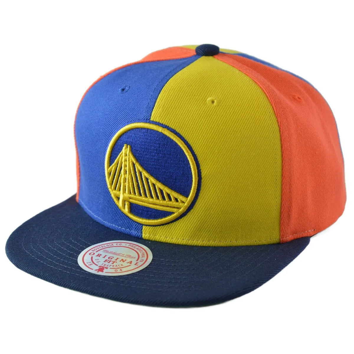 Golden State Warriors NBA Team Era Pinwheel Men's Snapback Cap, Flat Bill Hat by Mitchell & Ness