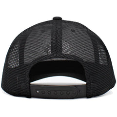 Great Outdoors Leather Patched Black Snapback Cap Trucker Hat
