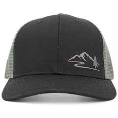 Great Outdoors Wild Mountain Black & Gray Snapback Cap Trucker Hat