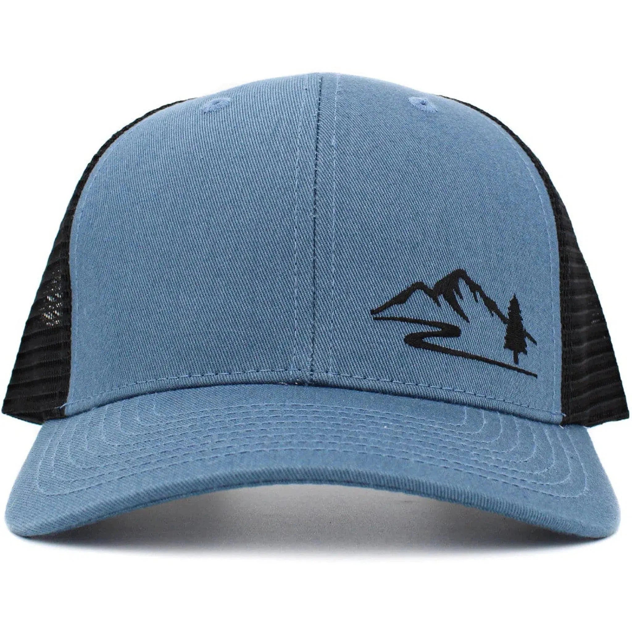 Great Outdoors Wild Mountain Blue & Black Snapback Cap Trucker Hat