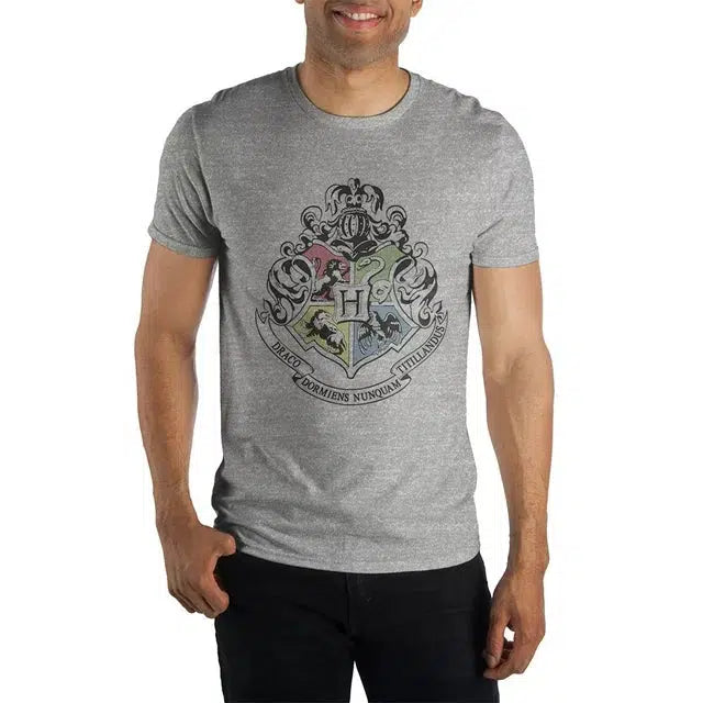 Harry Potter Hogwarts School Of Witchcraft & Wizardry Heather Gray Soft Feel Men's T-Shirt