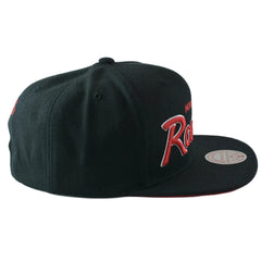 Houston Rockets NBA Foundation Script Logo Men's Black Snapback Hat by Mitchell & Ness