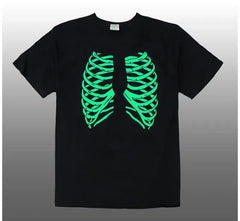 Glow in the Dark Skeleton Short Sleeve Men's Black T-Shirt by Yazbek