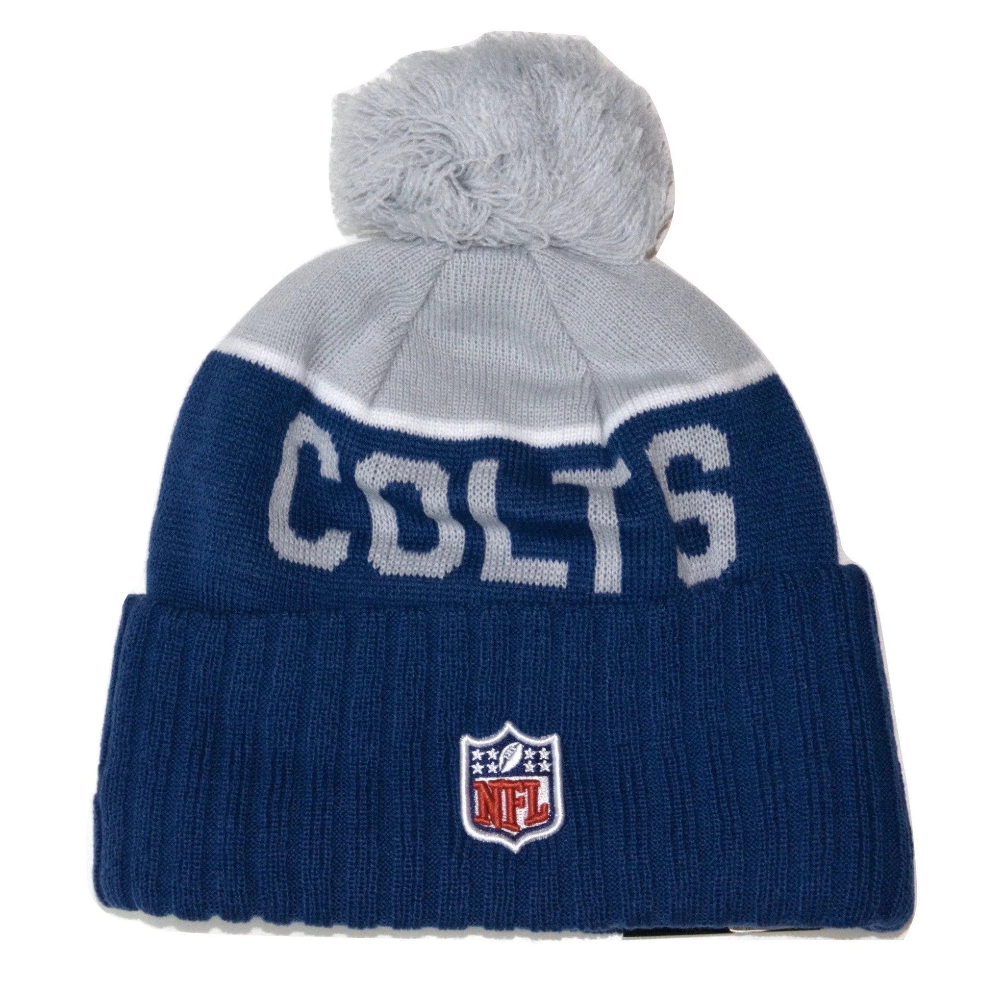 Indianapolis Colts New Era NFL Football Team Logo Beanie Sports Pom Winter Hat