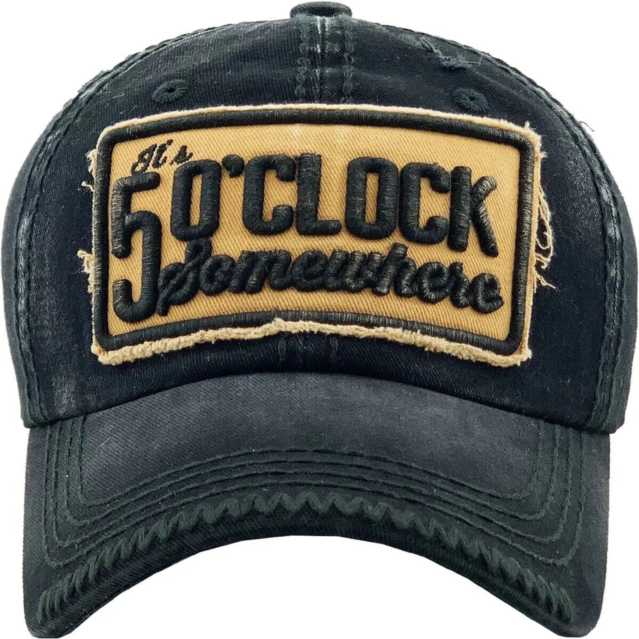 It's 5 o'clock Somewhere Adjustable Distressed Logo Baseball Hat by KB ETHOS