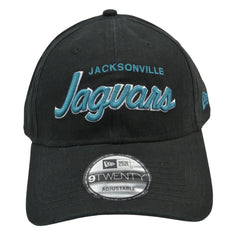 Jacksonville Jaguars New Era 9TWENTY Retro Script NFL Team Logo Adjustable Black Hat