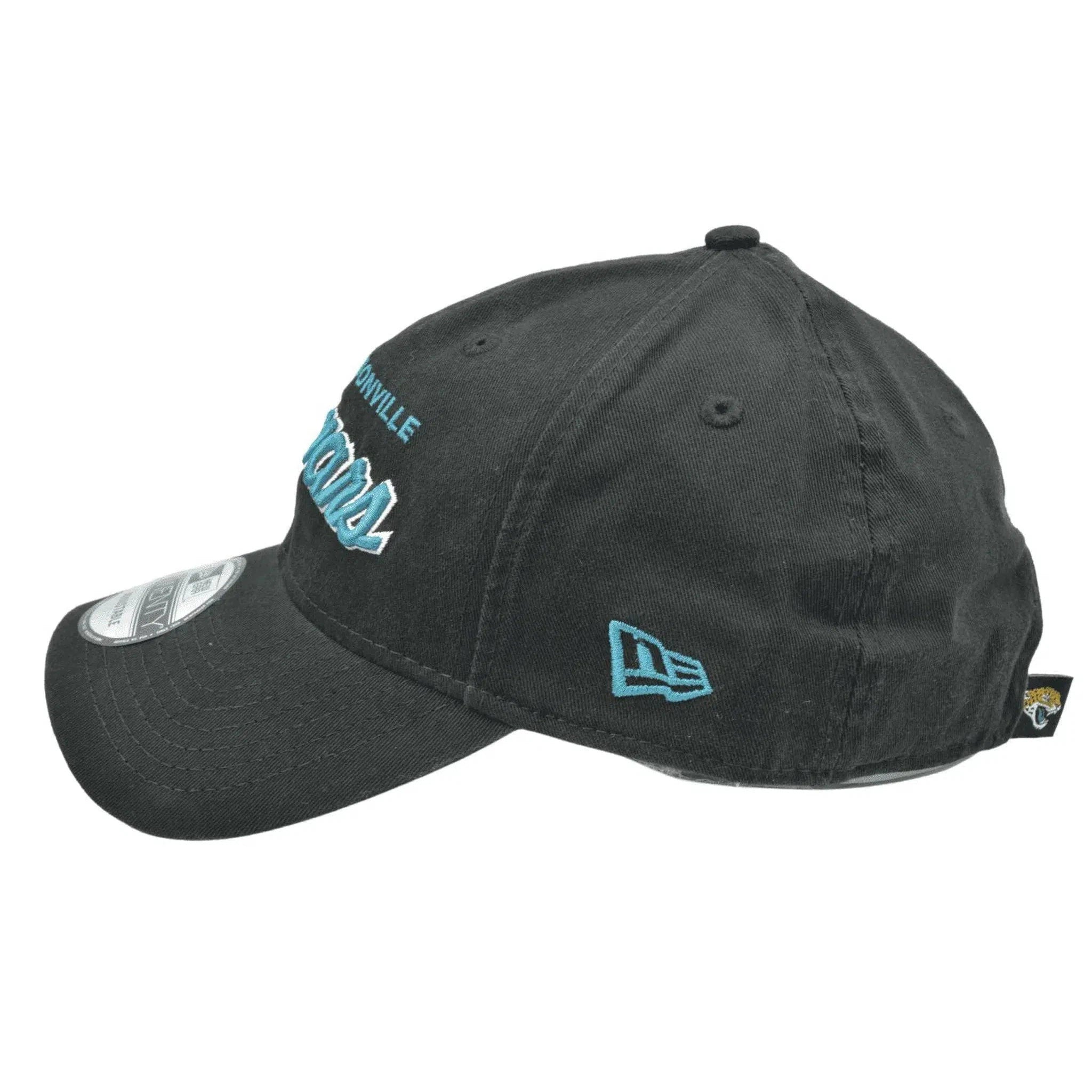 Jacksonville Jaguars New Era 9TWENTY Retro Script NFL Team Logo Adjustable Black Hat