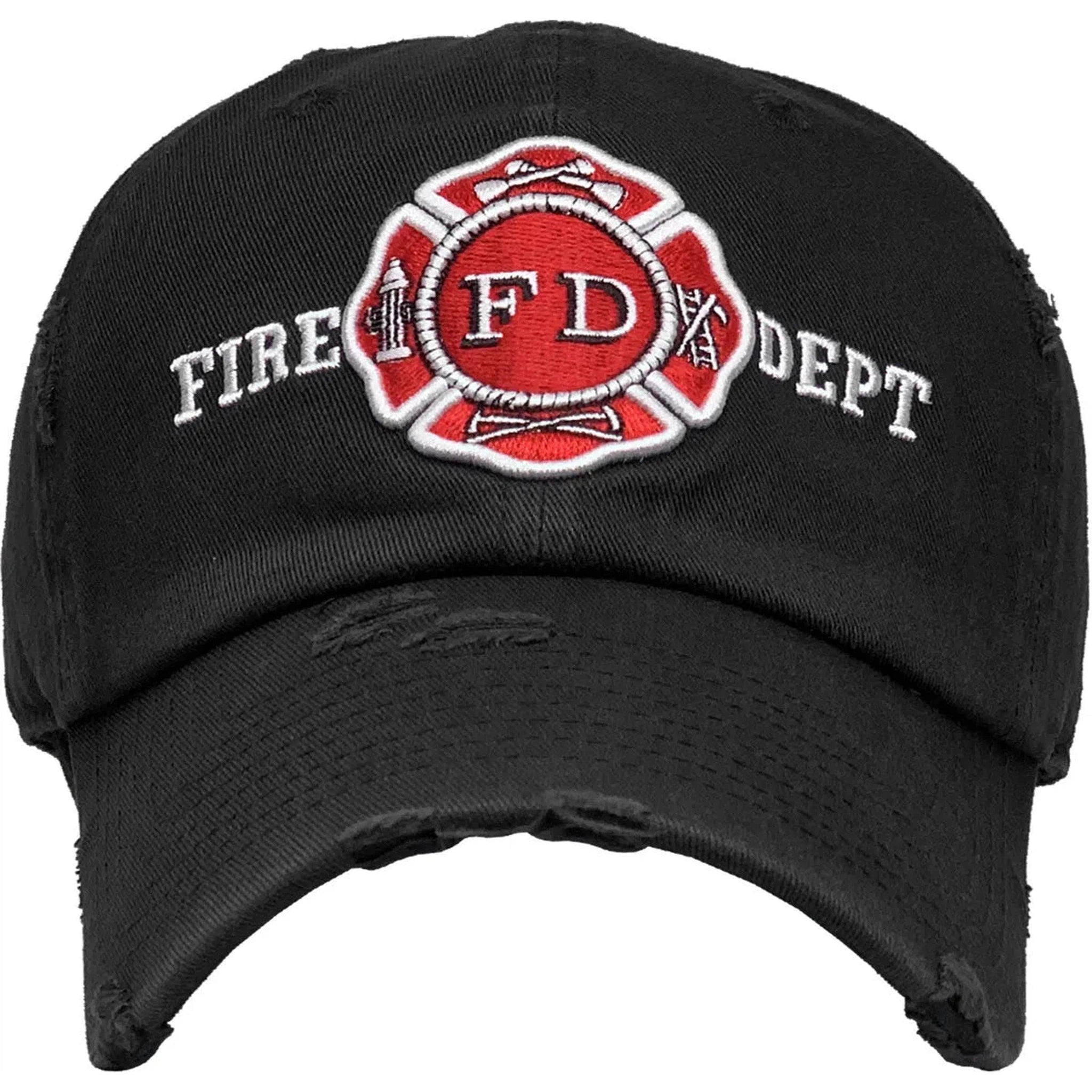 Fire Department Insignia Firefighters Black Cap Adjustable Dad Hat by KB Ethos