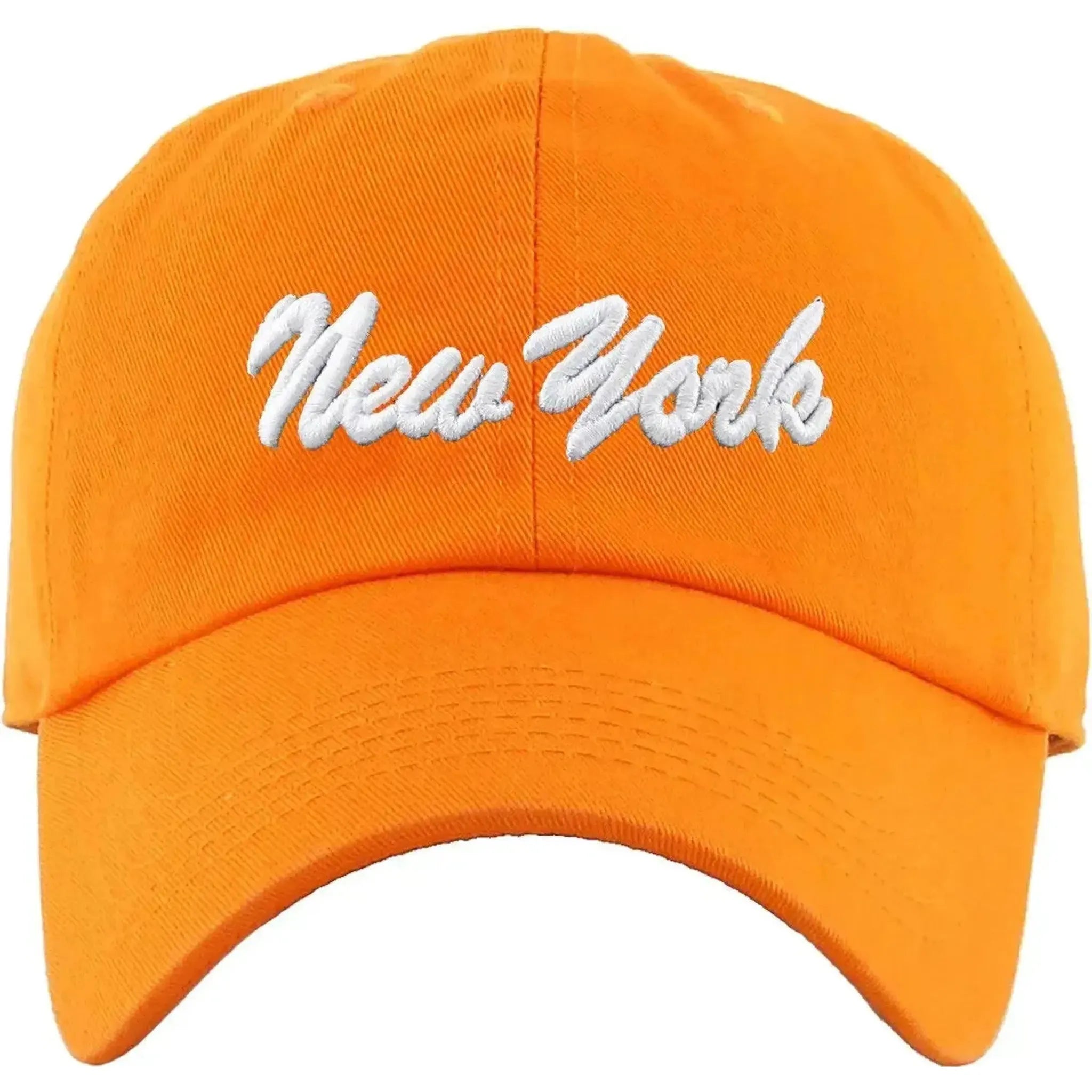 KB Ethos Classic New York Dad Hat – Soft Cotton Orange Strapback Cap