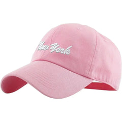 KB Ethos Classic New York Dad Hat – Soft Cotton Pink Strapback Cap