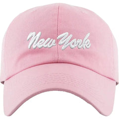 KB Ethos Classic New York Dad Hat – Soft Cotton Pink Strapback Cap