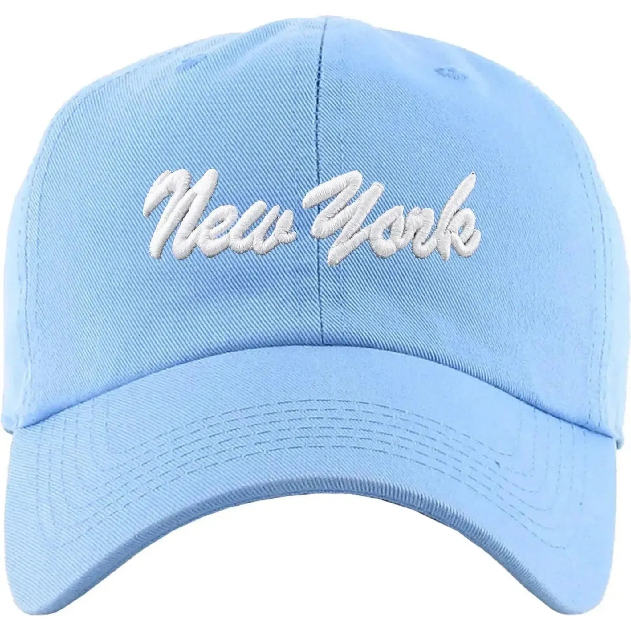 KB Ethos Classic New York Dad Hat – Soft Cotton Sky Blue Strapback Cap
