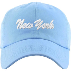 KB Ethos Classic New York Dad Hat – Soft Cotton Sky Blue Strapback Cap
