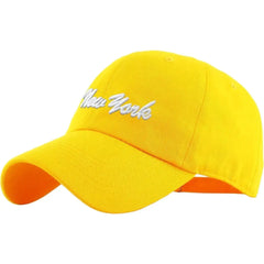 KB Ethos Classic New York Dad Hat – Soft Cotton Yellow Strapback Cap